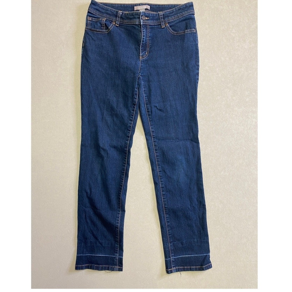 Chicos So Slimming Girlfriend Jeans Dark Wash Straight Leg Size 0.5 Short 31x27